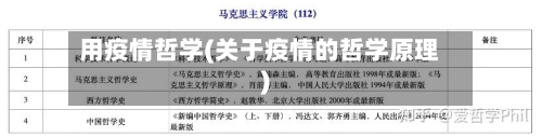 用疫情哲学(关于疫情的哲学原理)-第1张图片